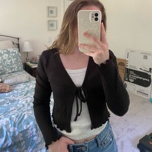 Bozzolo Black Tie-Front Cardigan